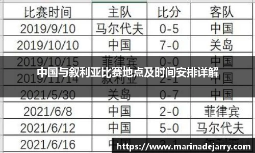 中国与叙利亚比赛地点及时间安排详解